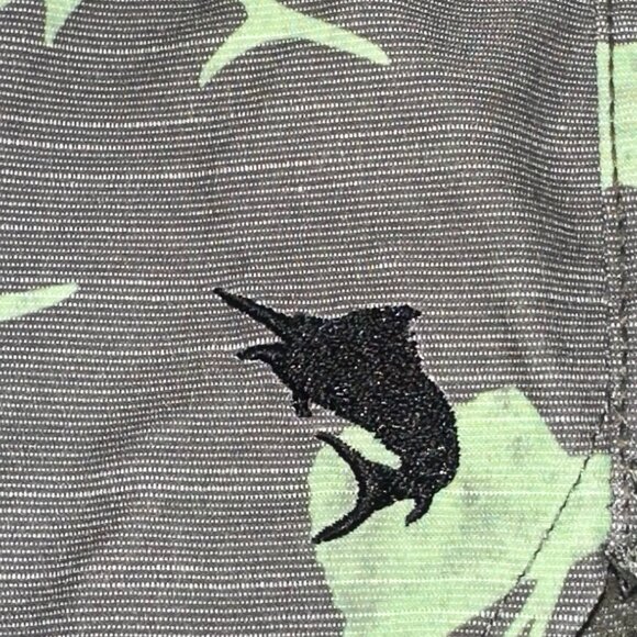 Salt Life Swim Trunks Bathing Suit Shorts Mesh Lined Grey Green Fish Size Medium - Picture 6 of 8